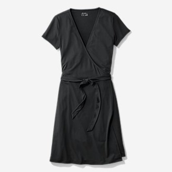 New Eddie Bauer Gorpcore ASTER Black WRAP Travel DRESS PS - Picture 3 of 7